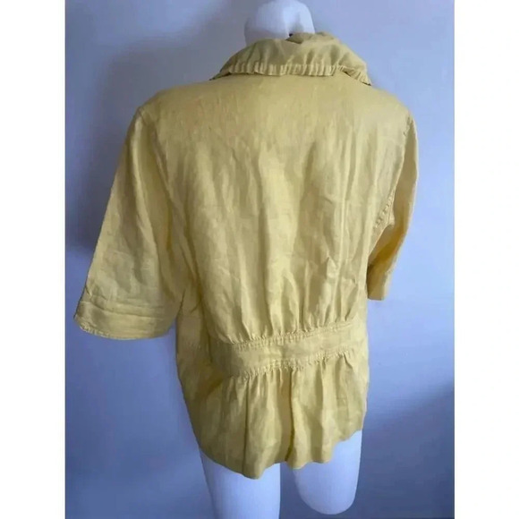 Women's‎ J.M. Collection 100% Linen Blazer Size 12 Yellow Spring Yellow 0067 - Picture 3 of 7